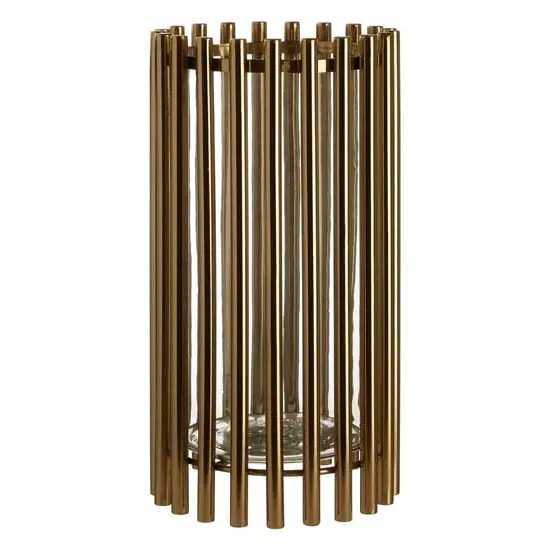 Martino Large Glass Candle Holder - Gold, Steel