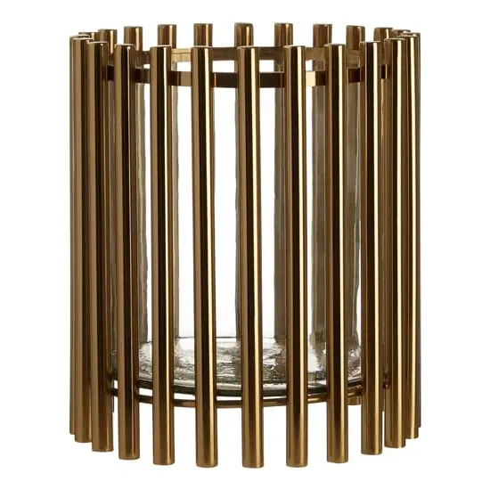 Martino Small Glass Candle Holder - Gold, Steel image