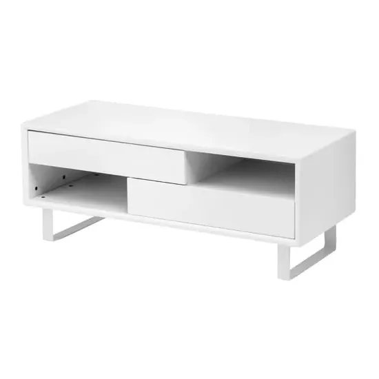 Martos Coffee Table with 2 Drawers - White, High Gloss image