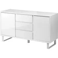 Martos Sideboard with 2 Doors and 3 Drawers - White, High Gloss