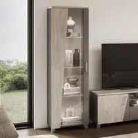 Marvix Display Cabinet with LED Lighting, Left Door - Grey, High Gloss alternate view