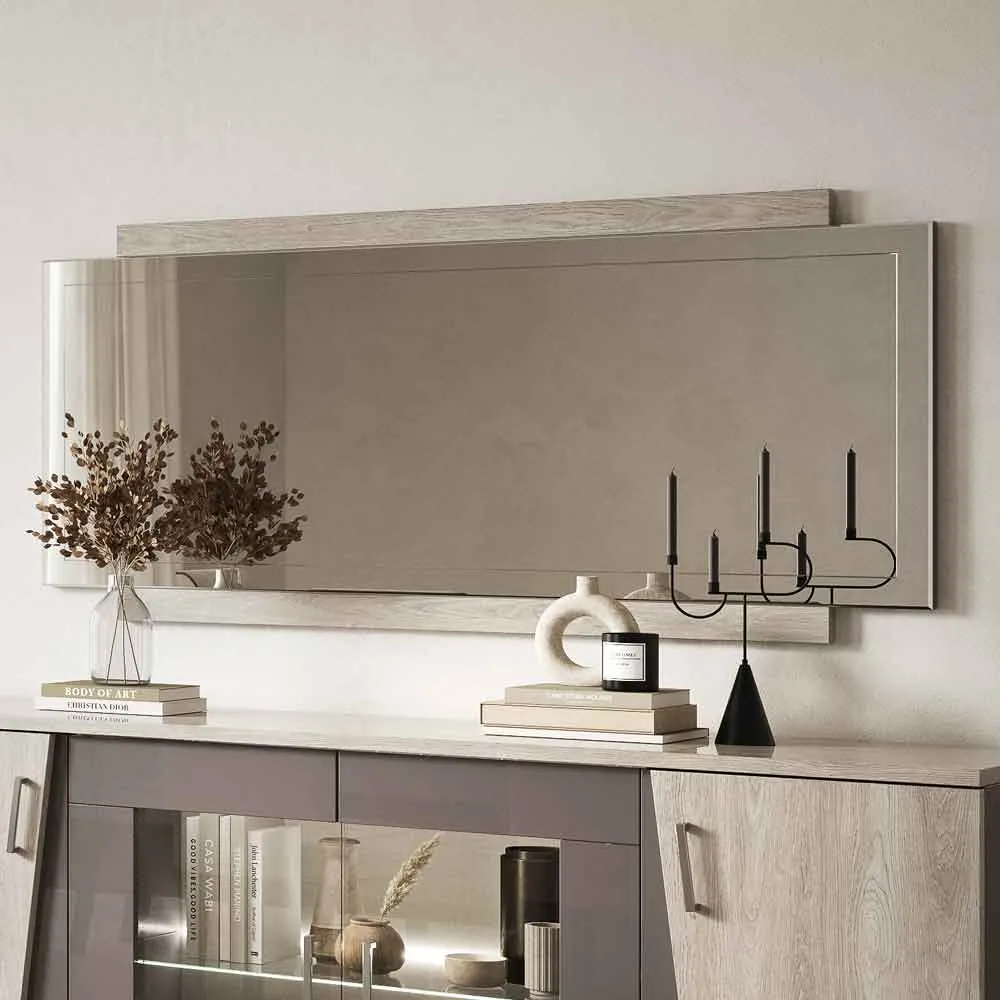 Marvix Rectangular Wall Mirror - Light Grey Oak, High Gloss product