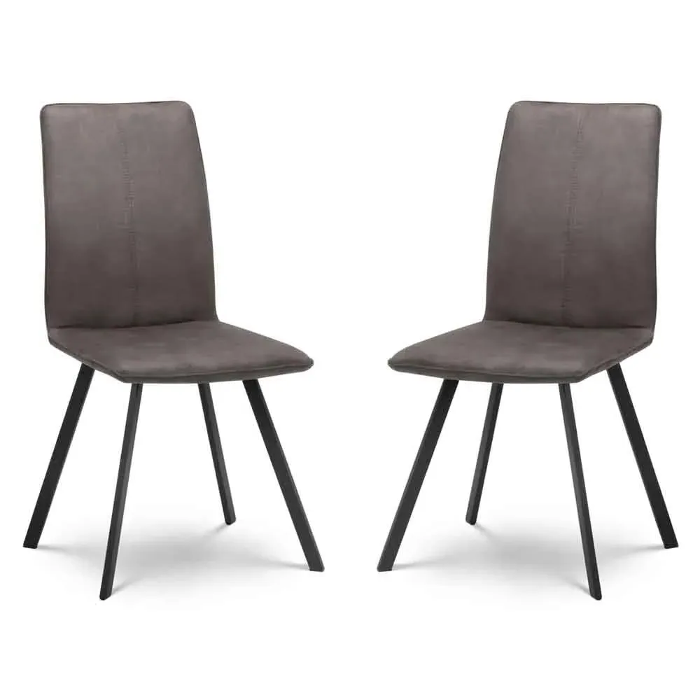 Marvon Dining Chairs with Black Legs, Pair - Charcoal Grey, Microsuede product