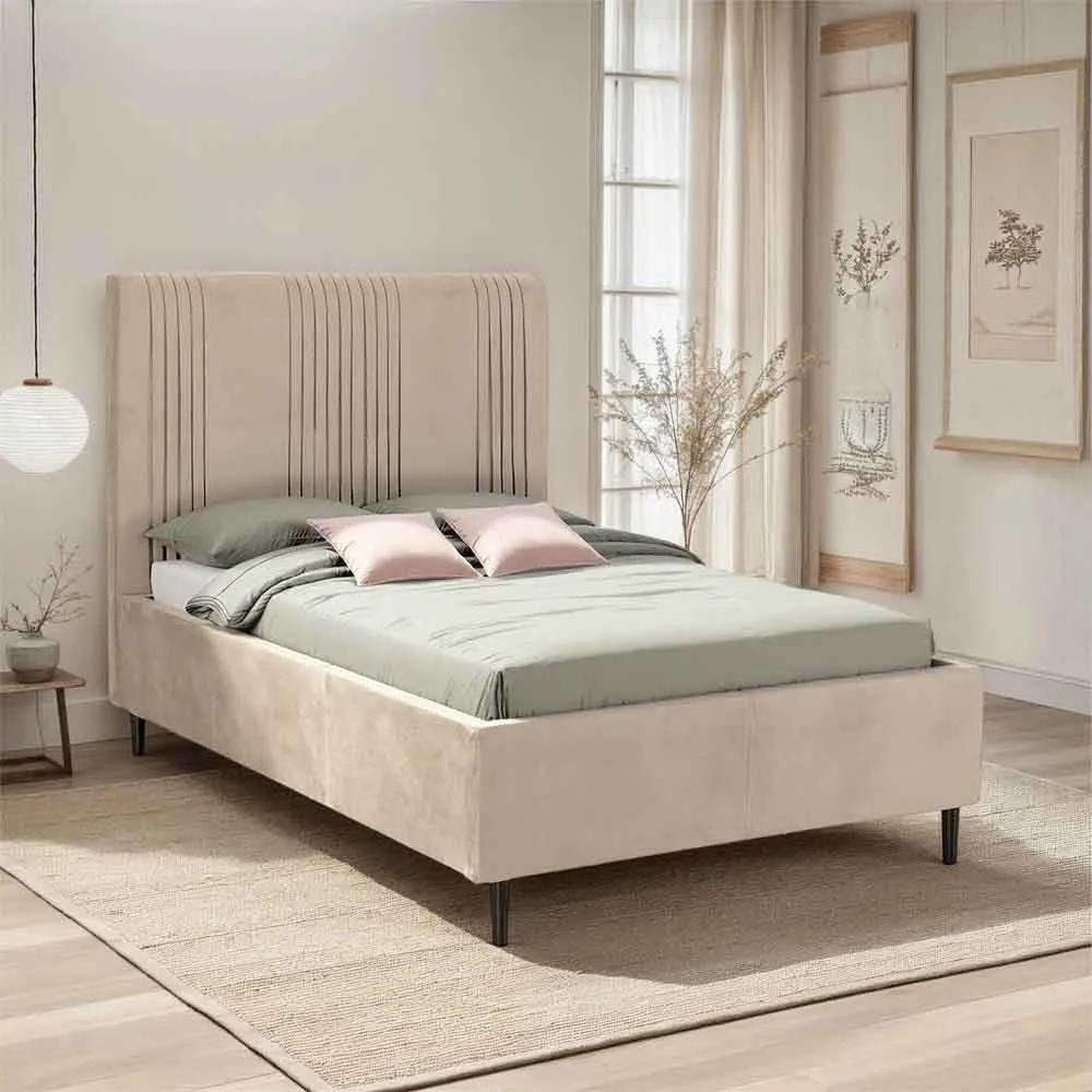 Marzello Double Bed Frame - Taupe, Velvet product