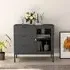 Masika Display Cabinet with 1 Door 3 Drawers - Anthracite, Steel