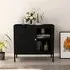 Masika Display Cabinet with 1 Door 3 Drawers - Black, Steel