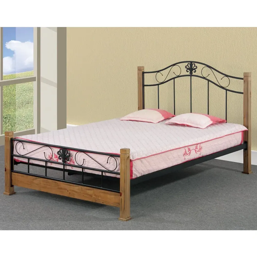 Maspeth Double Bed Frame - Pine, Metal