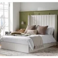 Maspeth King Size Ottoman Bed with Storage - Cream, Fabric