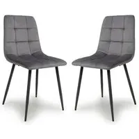 Massa Dining Chairs - Grey, Velvet
