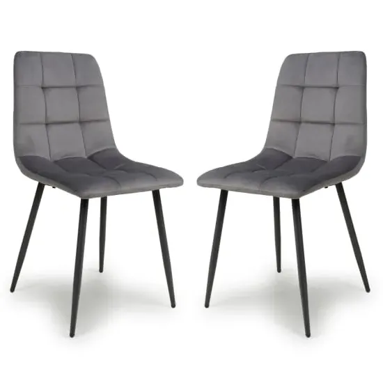 Massa Dining Chairs - Grey, Velvet