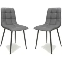 Massa Dining Chairs in Pair - Grey, Faux Leather alternate view