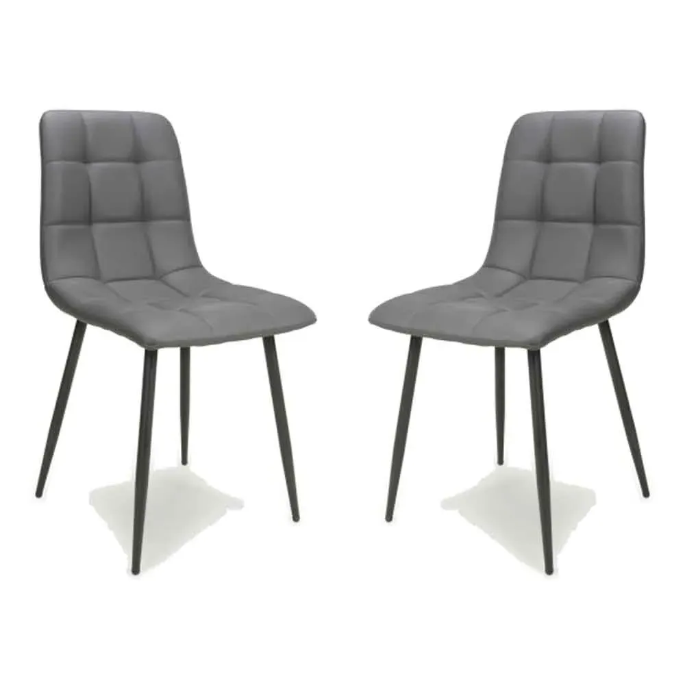 Massa Dining Chairs in Pair - Grey, Faux Leather product