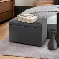 Massillon Small Storage Ottoman with Storage - Black, Fabric