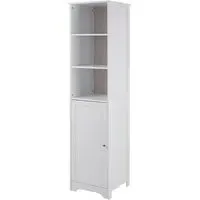 Matar Tall Storage Cabinet with 1 Door - White, Pine Wood