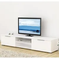 Matcher TV Stand with 2 Doors 2 Shelves - White, High Gloss