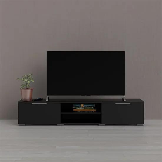 Matcher TV Stand with 2 Drawers 2 Shelves - Black
