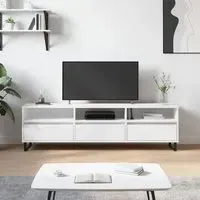 Mateo TV Stand with Storage - White, Engineered Wood