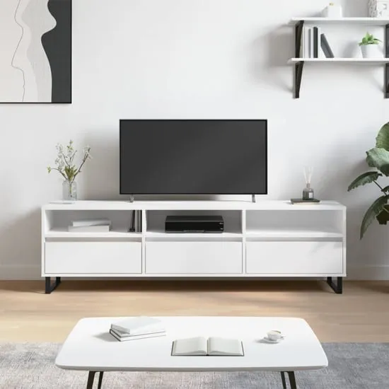 Mateo TV Stand with Storage - White, Engineered Wood