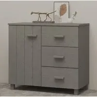 Matia Pinewood Sideboard with 1 Door 3 Drawers - Light Grey