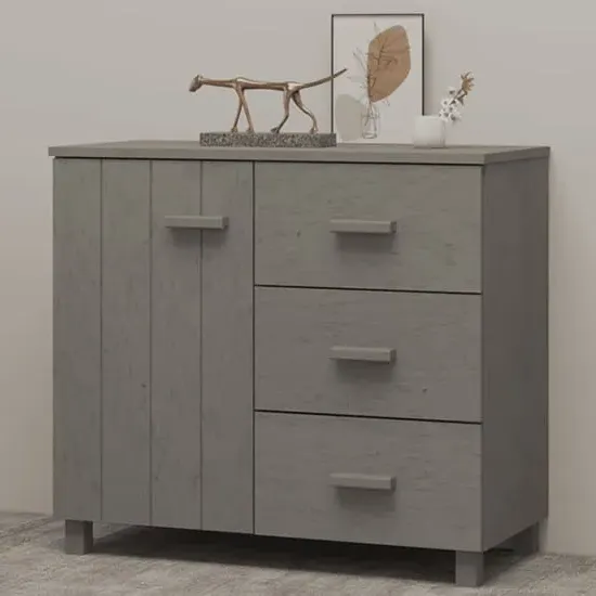 Matia Pinewood Sideboard with 1 Door 3 Drawers - Light Grey image