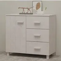 Matia Pinewood Sideboard with 1 Door 3 Drawers - White