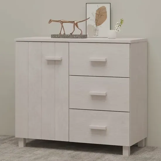 Matia Pinewood Sideboard with 1 Door 3 Drawers - White