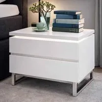 Matis Bedside Cabinet with LED - White Gloss alternate view
