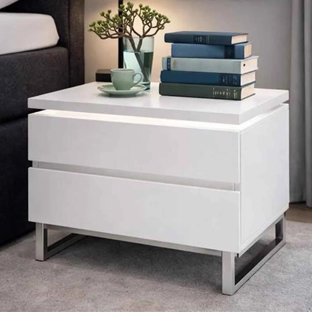 Matis Bedside Cabinet with LED - White Gloss product