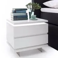 Matis Bedside Cabinet with LED - White Gloss