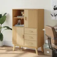 Matlock Wooden Highboard with 3 Drawers - Brown