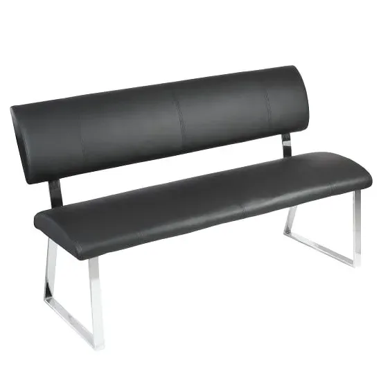 Mattis 3-Seater Dining Bench - Black, Faux Leather image