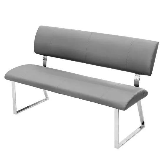 Mattis 3-Seater Dining Bench - Grey, Faux Leather