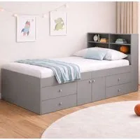 Mattoon Single Cabin Bed with Storage - Grey, Wood alternate view