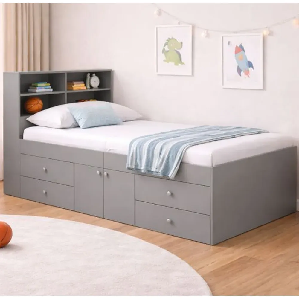 Mattoon Single Cabin Bed with Storage - Grey, Wood product