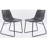 Mattox Dining Chairs Set of 2 - Grey, PU Leather