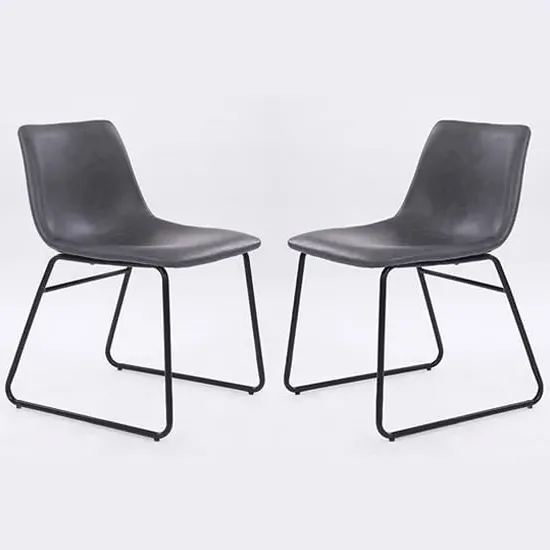 Mattox Dining Chairs Set of 2 - Grey, PU Leather image