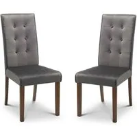 Mavira Dining Chair with Curved Backrest - Grey Velvet, Walnut alternate view