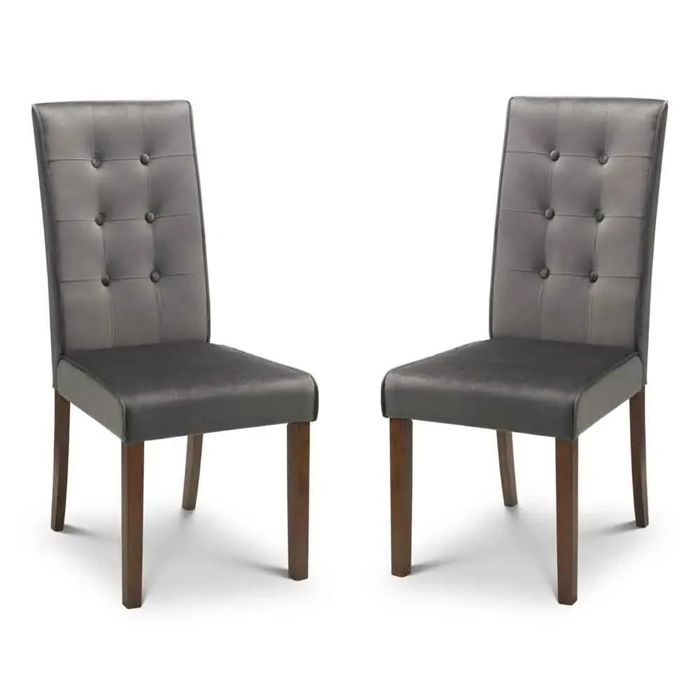 Mavira Dining Chair with Curved Backrest - Grey Velvet, Walnut product