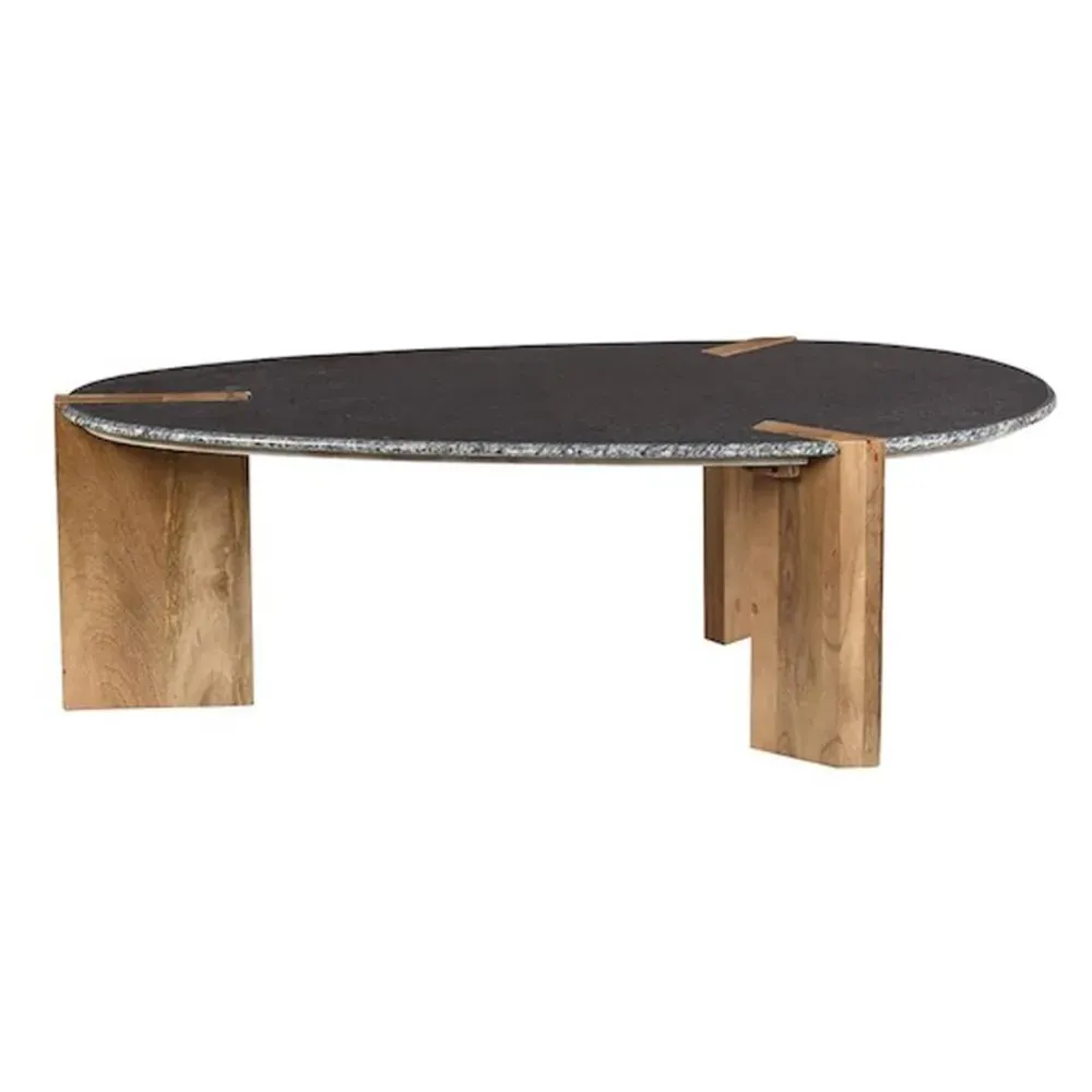 Mavon Round Coffee Table - Black Marble, Mango Wood product