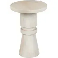 Mavon Round End Table - Grey, White, Mango Wood alternate view