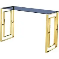 Maxon Glass Console Table - Grey, Gold Metal