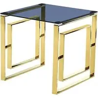 Maxon Glass Lamp Table - Grey, Gold Metal
