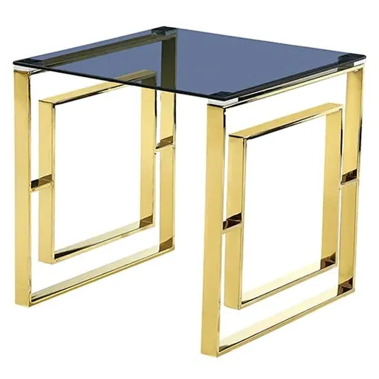 Maxon Glass Lamp Table - Grey, Gold Metal image