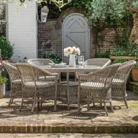 Maxton Round 6-Seater Outdoor Dining Set - Stone, PE Rattan alternate view