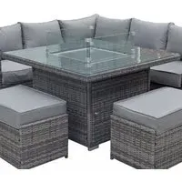 Maxton Square Firepit Dining Table - Grey, Rattan