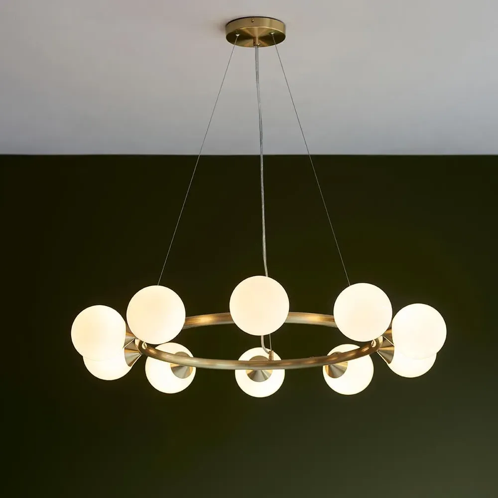 Mayetta 10 Light Glass Pendant Ceiling Light - Gold