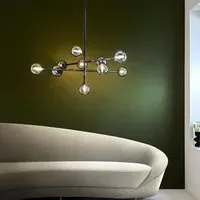 Mayetta 10-Light Pendant Ceiling Light - Chrome, Smoked Glass