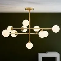 Mayetta 10 Opal Glass Pendant Ceiling Light - Brushed Gold