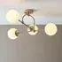 Mayetta 4 Opal Glass Pendant Ceiling Light - Antique Brass