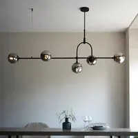 Mayetta 5-Light Pendant Ceiling Light - Black, Smoked Glass